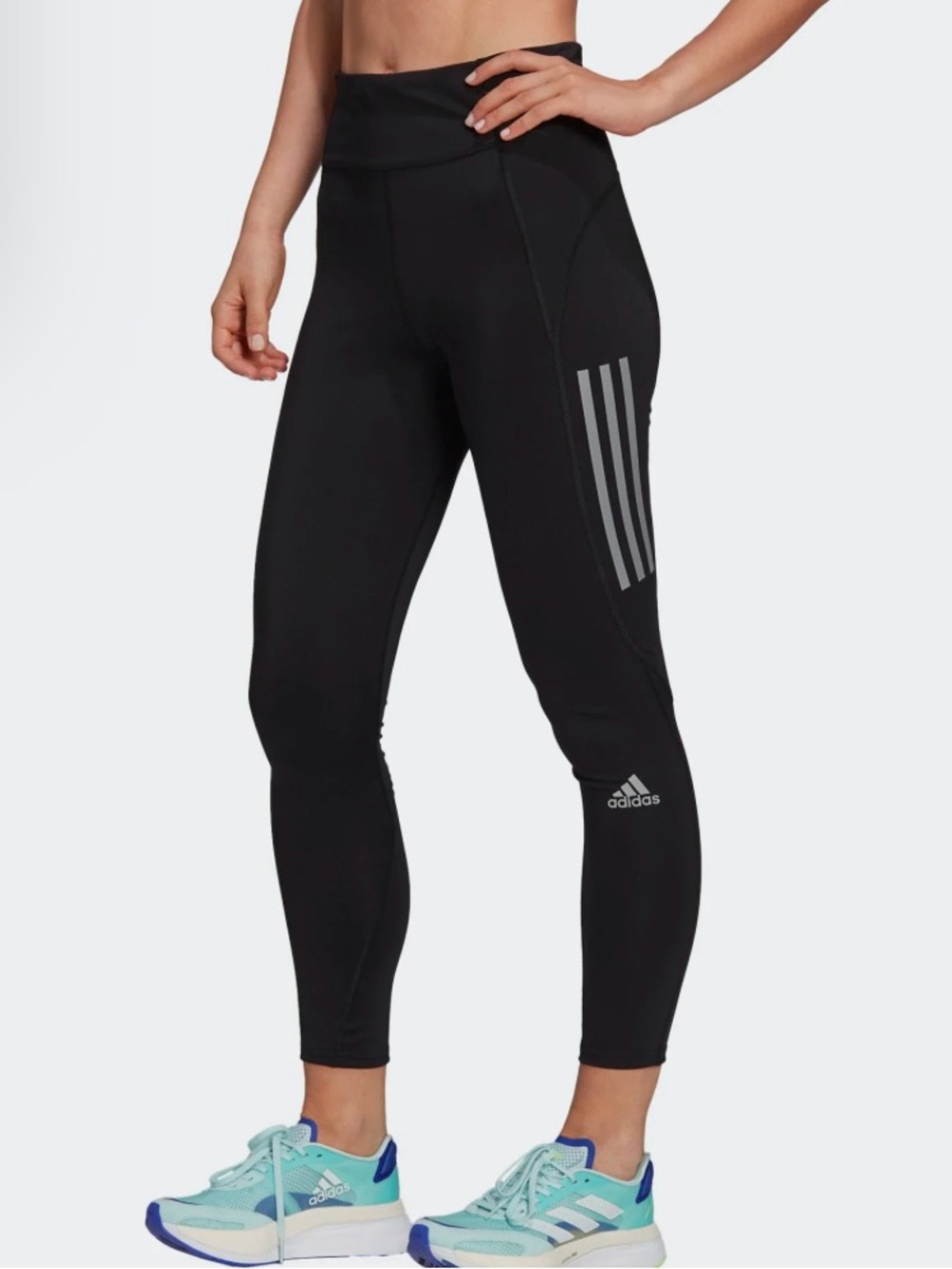 Adidas 3 Stripes Charcoal Gray Leggings With Pockets Women’s Large